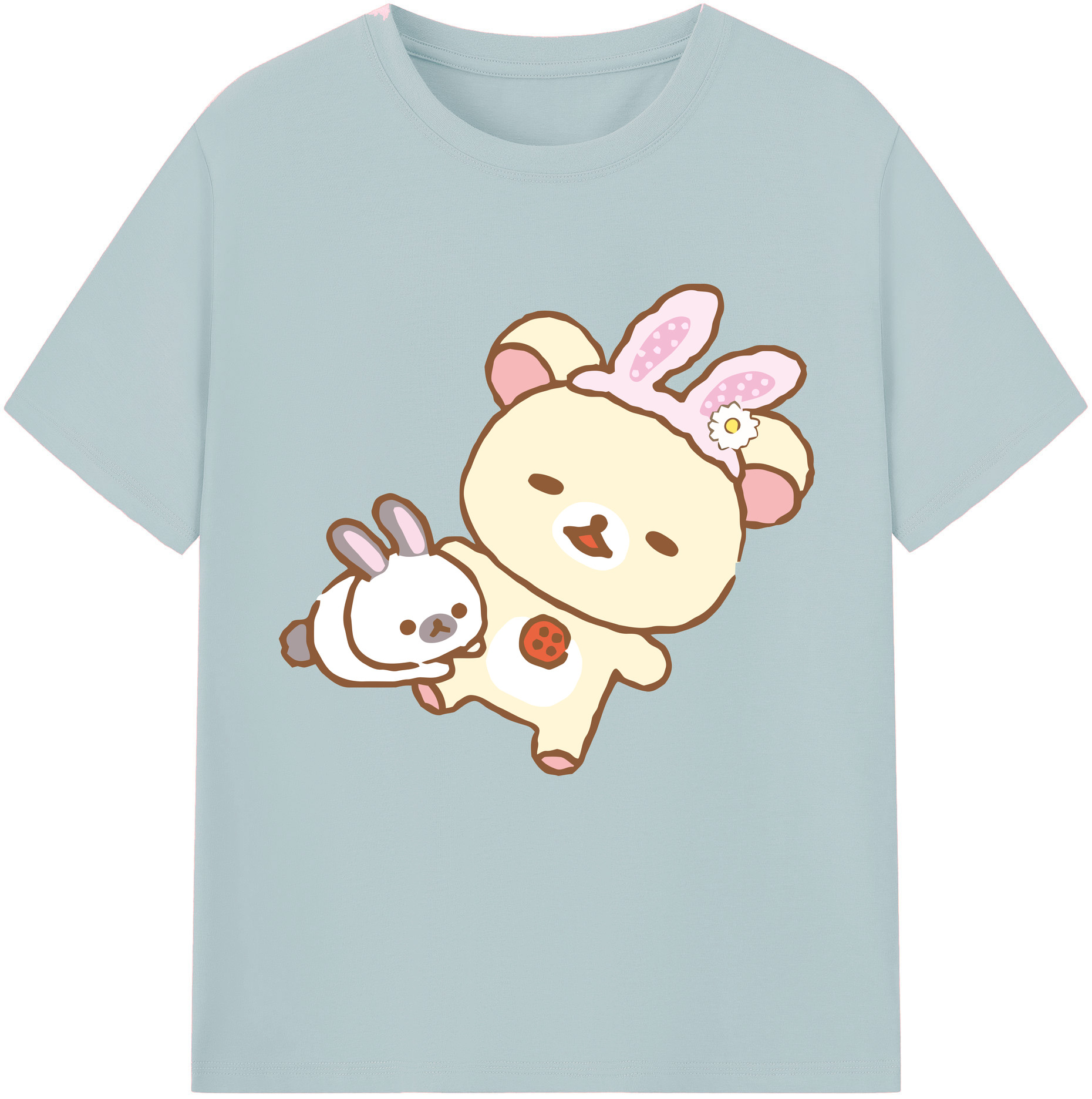 （画像用） リラックマ リラックマ キイロイトリ Rilakkuma Korilakkuma Kiiroitori 綿100％半袖Tシャツ（フロントプリント）